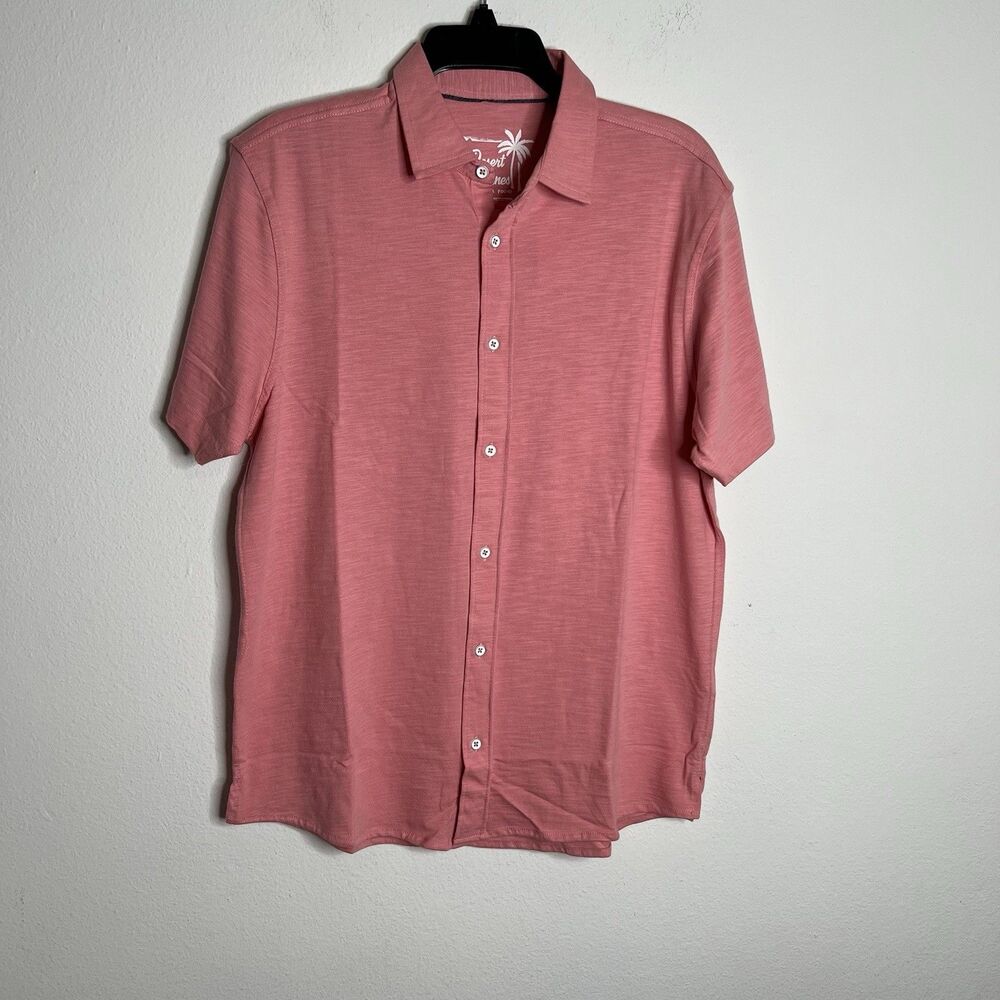 Desert Dunes  Mens Shirt Medium Pink Stretch Short Sleeve New